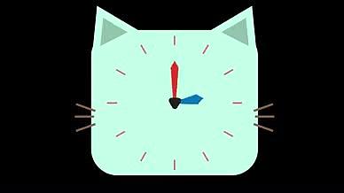卡通猫形状时间转动动画视频的预览图